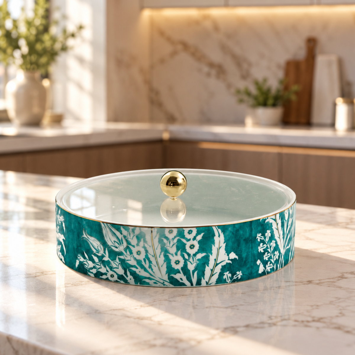 Tolipa - Small Decorative Canister - Green & Gold