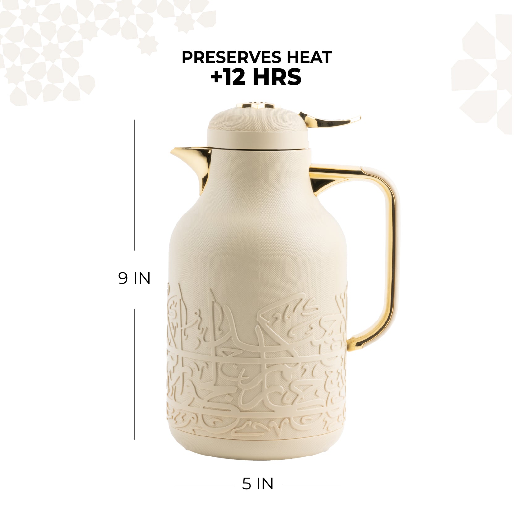 Jiwar - Vacuum Flask / Thermos - Ivory & Gold – Otantik Home