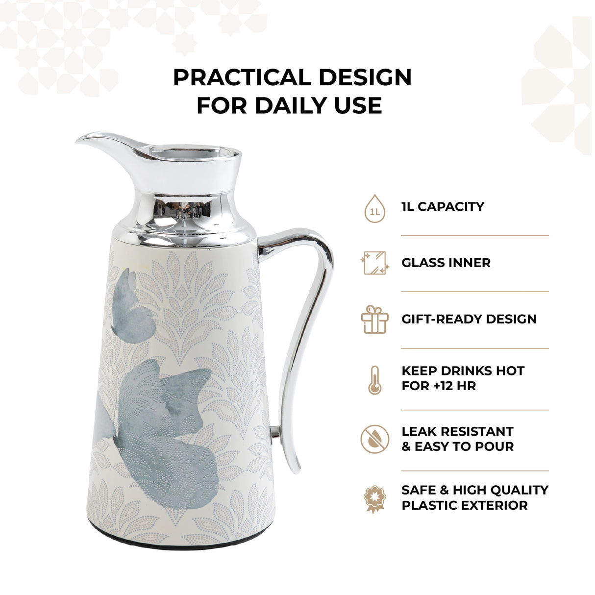 Veloura - Vacuum Flask / Thermos - Grey & Silver