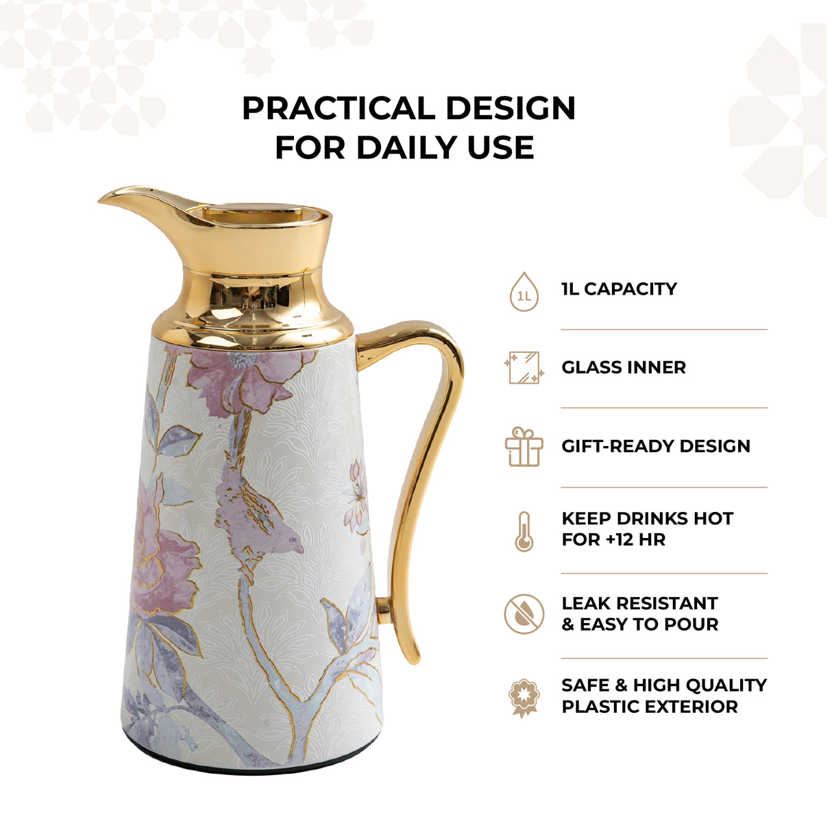 Khuzama - Vacuum Flask / Thermos - Pink & Gold