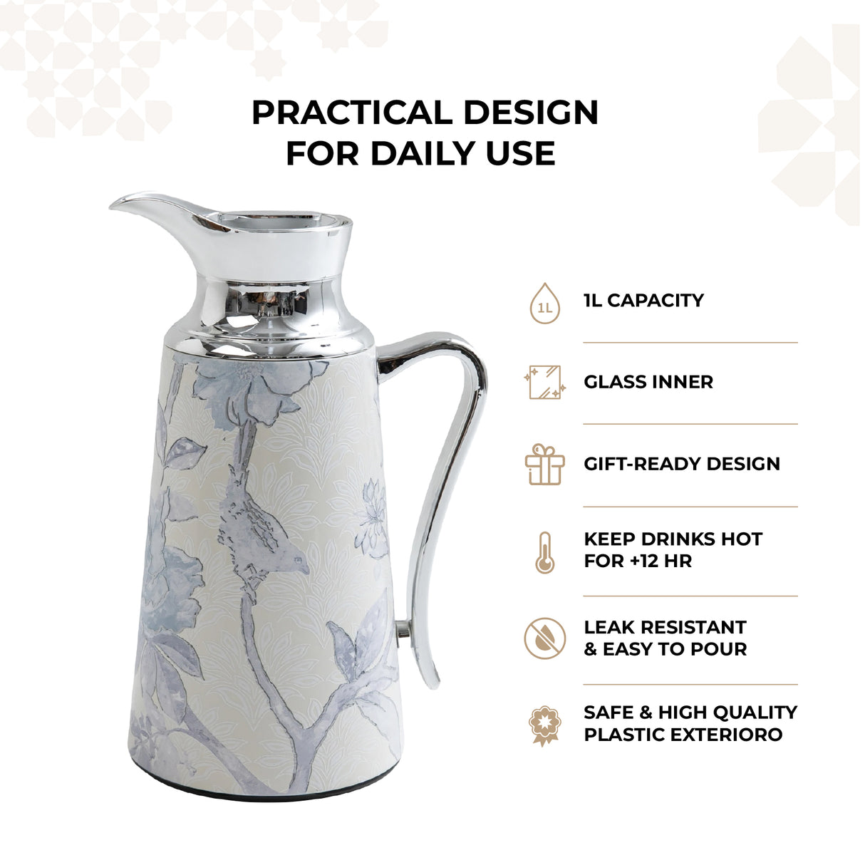 Khuzama - Vacuum Flask / Thermos - Grey & Silver