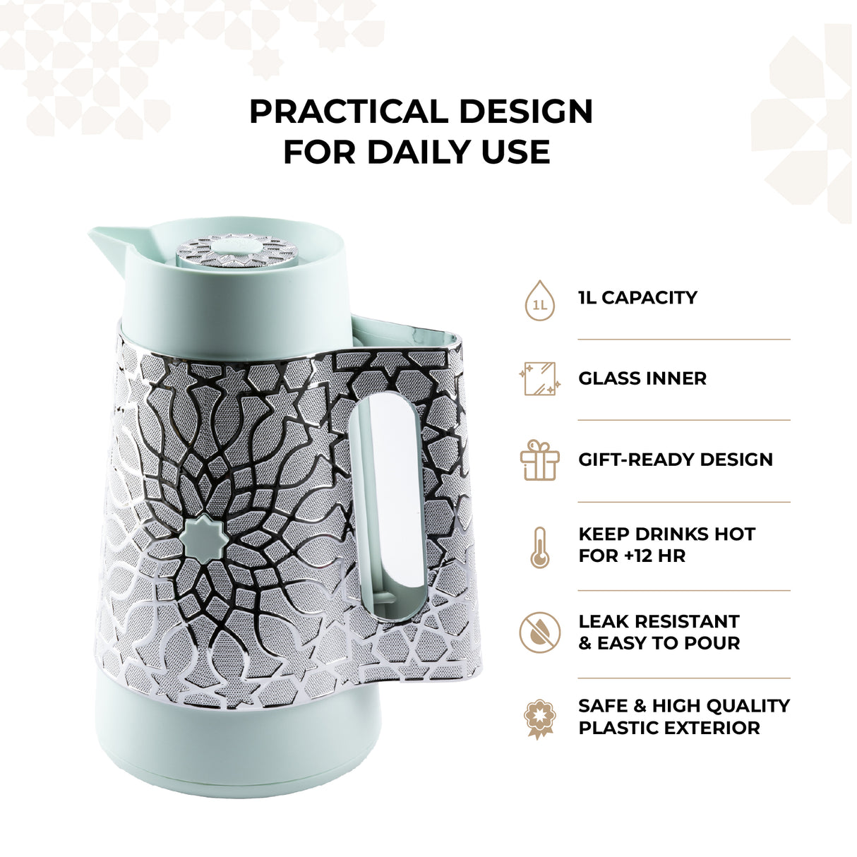 Asala - Vacuum Flask / Thermos - Teal & Silver