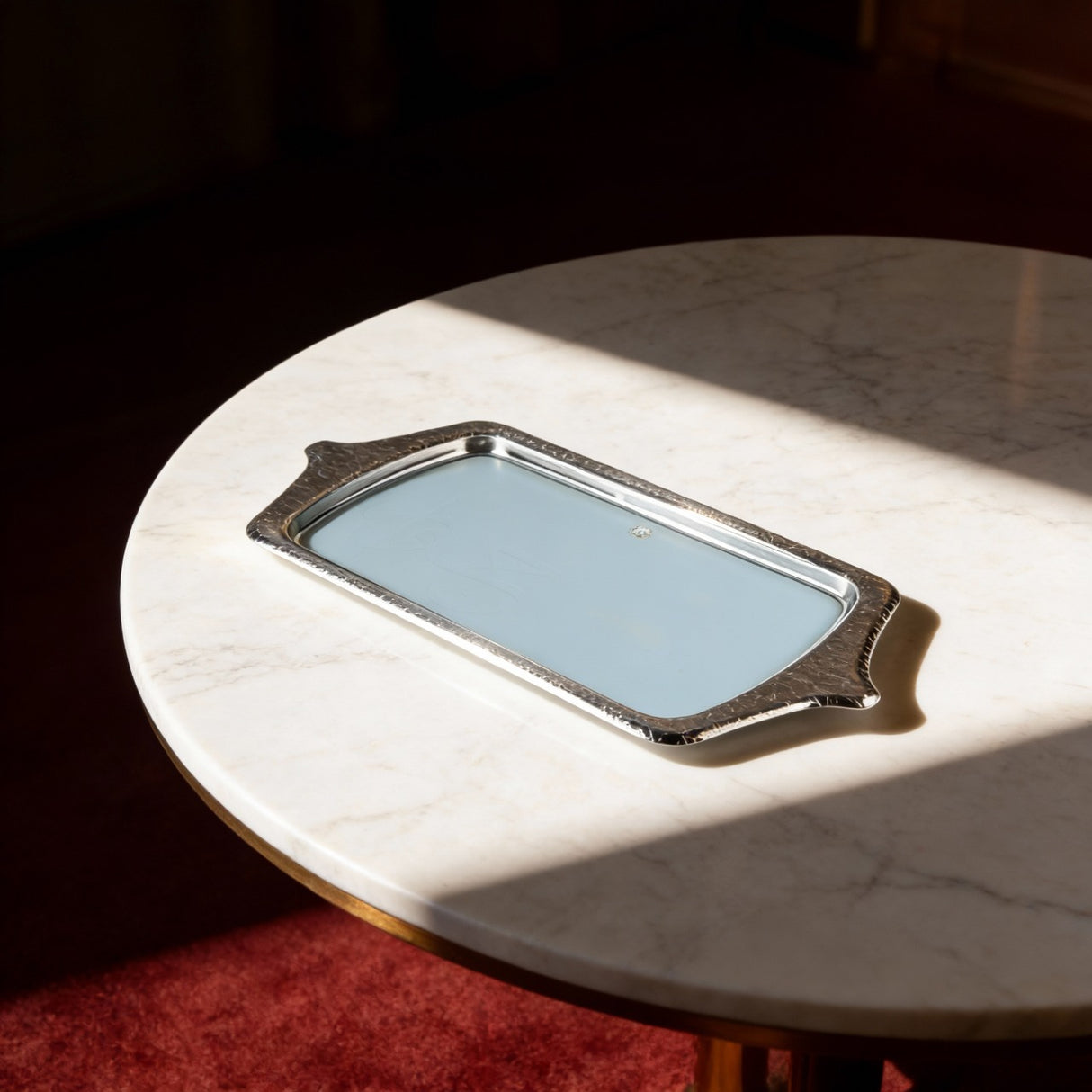 Jiwar - Serving Tray - Haze Blue & Silver