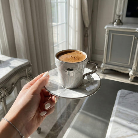 Veloura - Cappuccino Set (12-Pc) - Grey & Silver