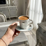 Veloura - Cappuccino Set (12-Pc) - Blue & Silver