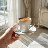 Khuzama - Cappuccino Set (12-Pc) - Blue & Silver