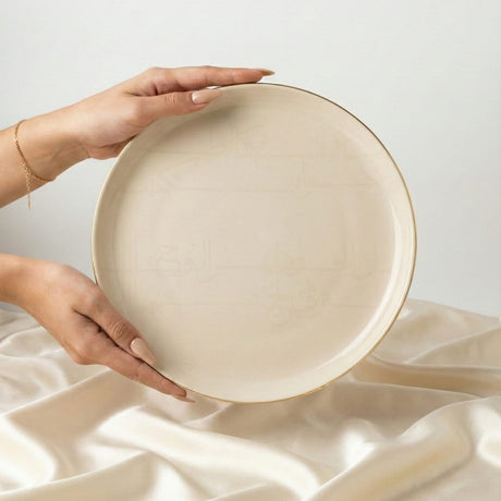 Mirral - Dinner Set (18-Pc) - Beige & Gold