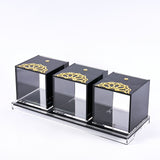 Elegant Black Acrylic Canister Set – 3-Piece Gold-Accent Storage Jars by Otantik Home