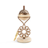 Athar - Marble Incense Burner (2-Pc)- Beige & Bronze