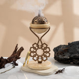 Athar - Marble Incense Burner (2-Pc)- Beige & Bronze