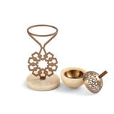 Athar - Marble Incense Burner (2-Pc)- Beige & Bronze
