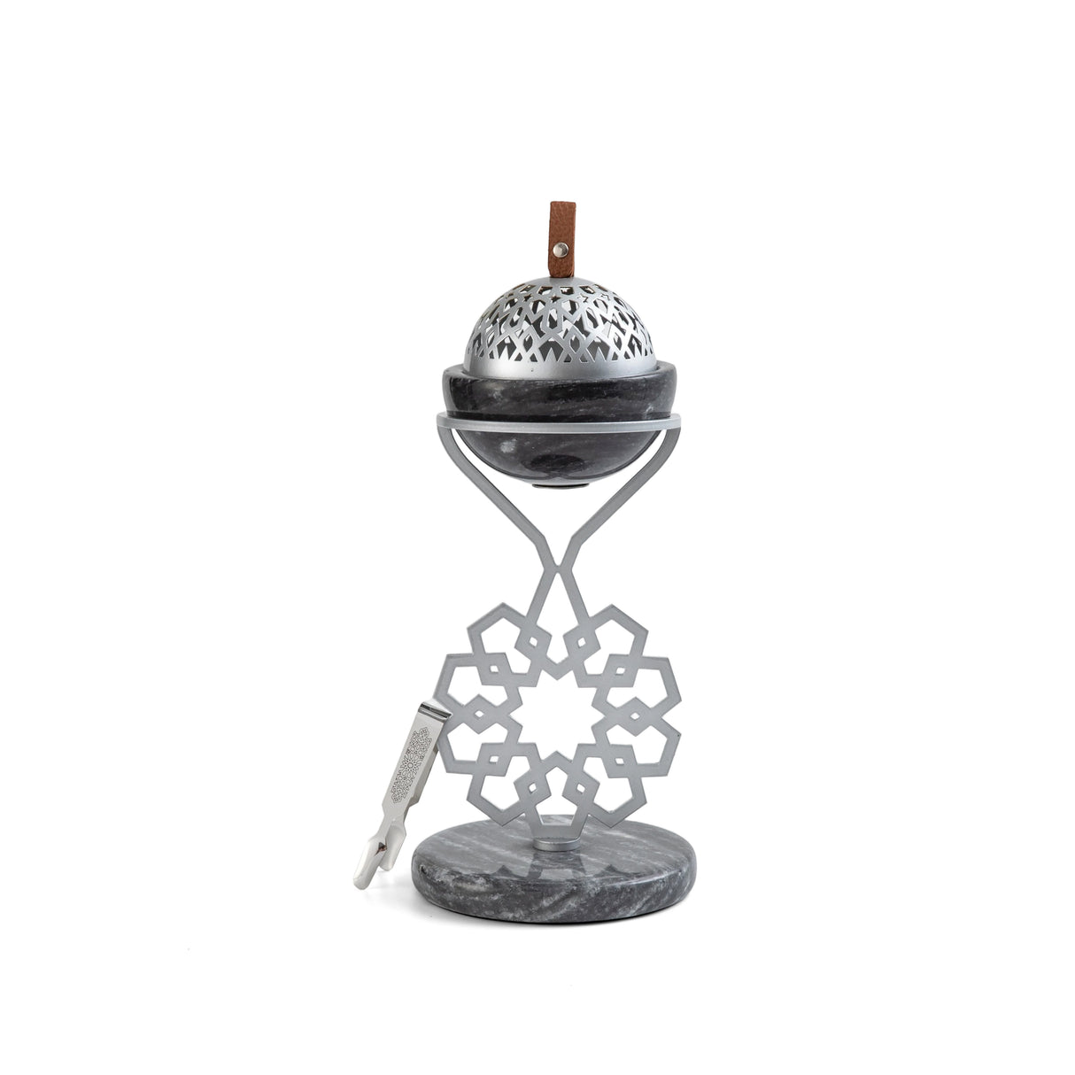 Athar - Marble Incense Burner (2-Pc)- Midnight Black & Silver