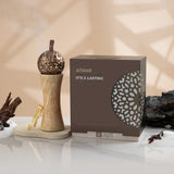 Athar - Marble Incense Burner (2-Pc)- Natural Beige & Bronze
