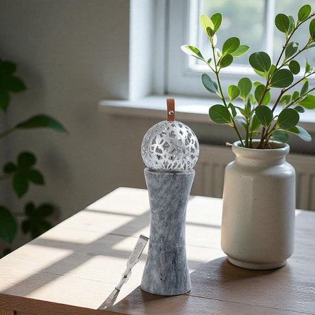 Athar - Sculpted Marble Incense Burner - Midnight Black & Silver