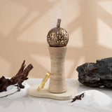 Athar - Sculpted Marble Incense Burner (2-Pc)- Warm Sand & Bronze
