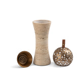 Athar - Sculpted Marble Incense Burner (2-Pc)- Warm Sand & Bronze