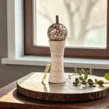 Athar - Sculpted Marble Incense Burner (2-Pc)- Warm Sand & Bronze