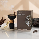 Athar - Wooden Incense Burner (2-Pc)- Black & Gold