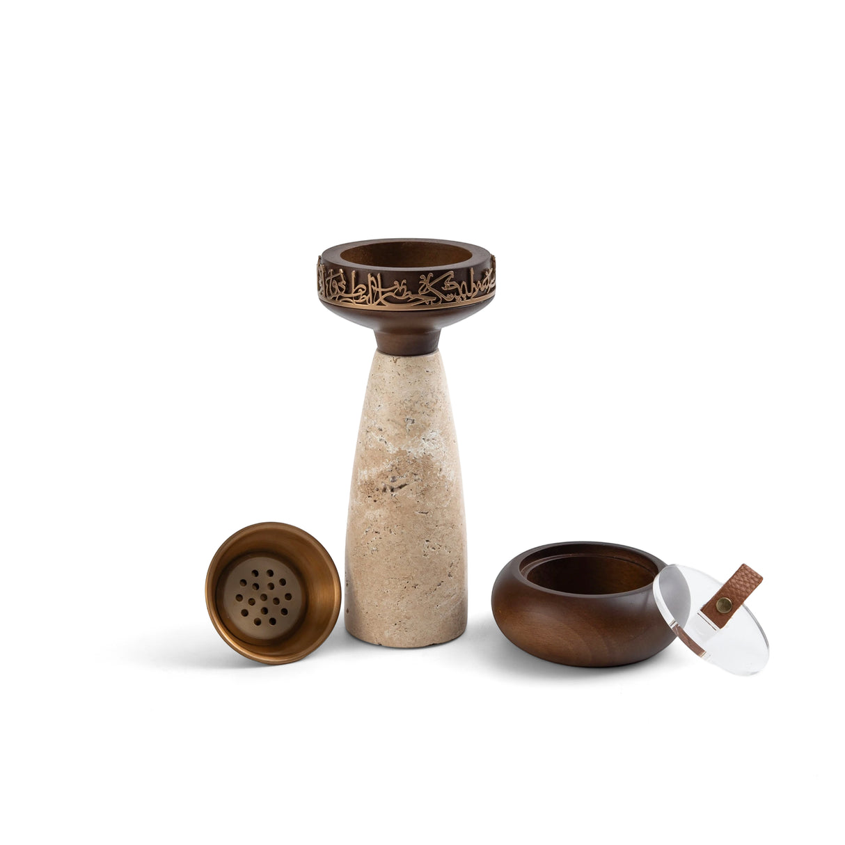 Athar - Marble Incense Burner Set (3-Pc)- Warm Sand & Bronze