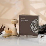 Athar - Sculpted Marble Incense Burner Set (3-Pc) - Natural Beige & Bronze