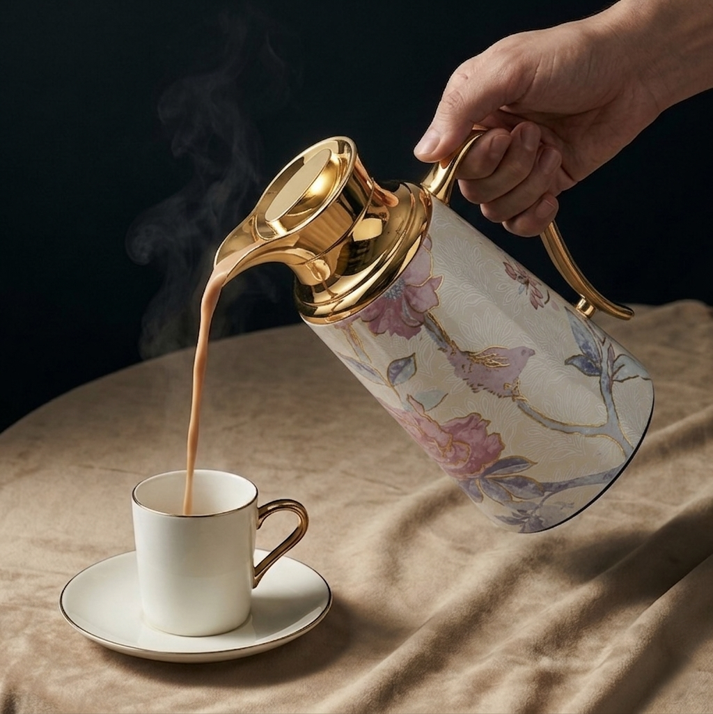 Khuzama - Vacuum Flask / Thermos - Pink & Gold