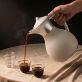 Nourhan - Vacuum Flask/Thermos - Beige & Matt Silver