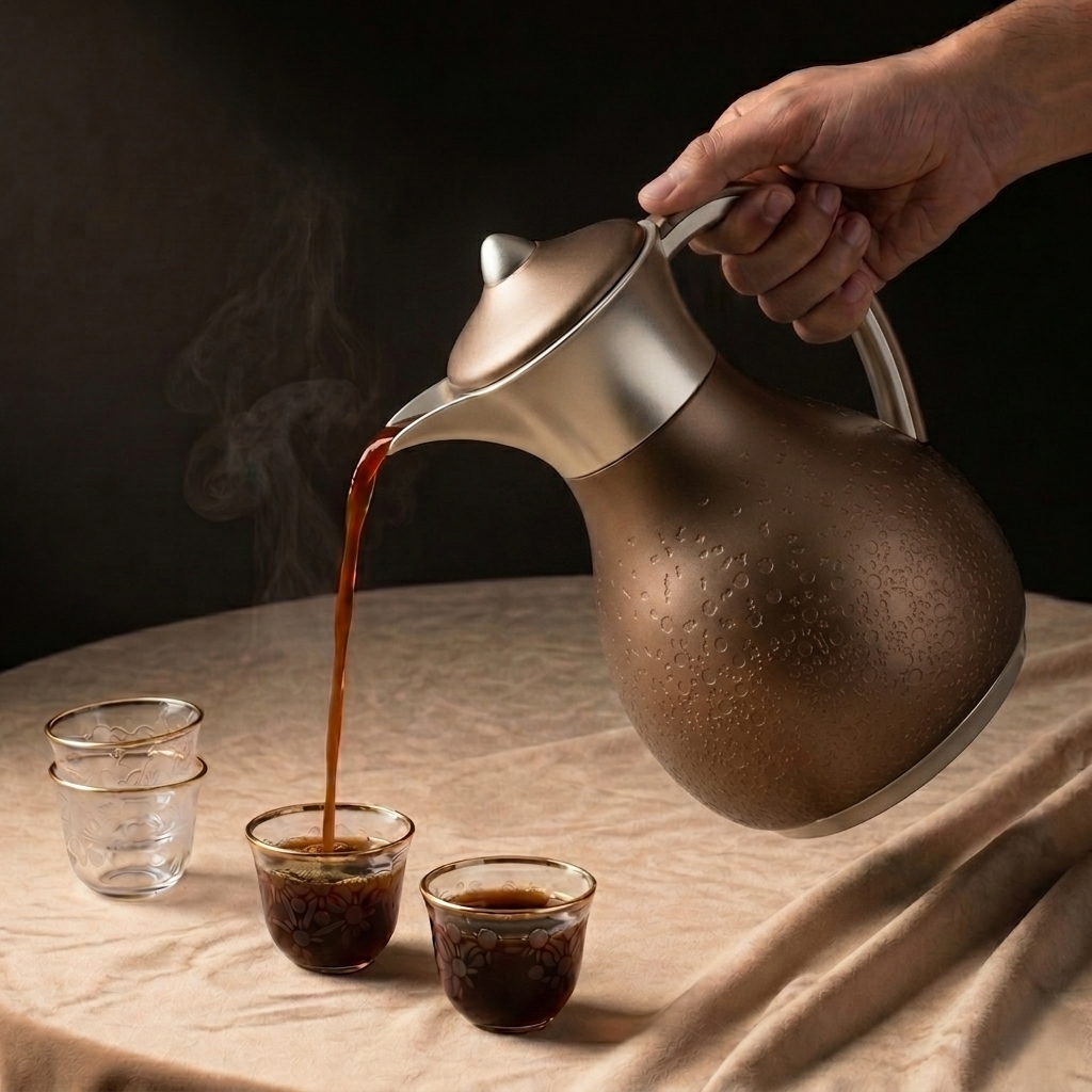 Nourhan - Vacuum Flask/Thermos - Bronze & Silver