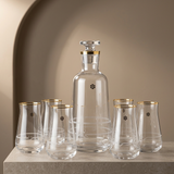 Mirral- Jug with 6 Tall glass cups - Gold