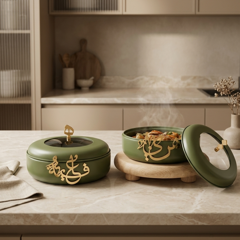 Luxury Diwan – Double Buffet Serve Olive green & Gold