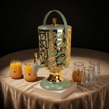 Diwan - Dispensador de bebidas de 3 litros - Verde oliva y dorado