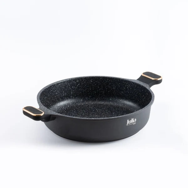 Julia Elite Pro Plus 12.5" Nonstick Shallow Cooking Pot with Lid – Black