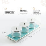 Limited Edition - Snack Serving set (3 Bowls)- Blue & Silver