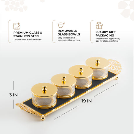 Limited Edition - Snack Serving set (4 Bowls) - Black & Gold