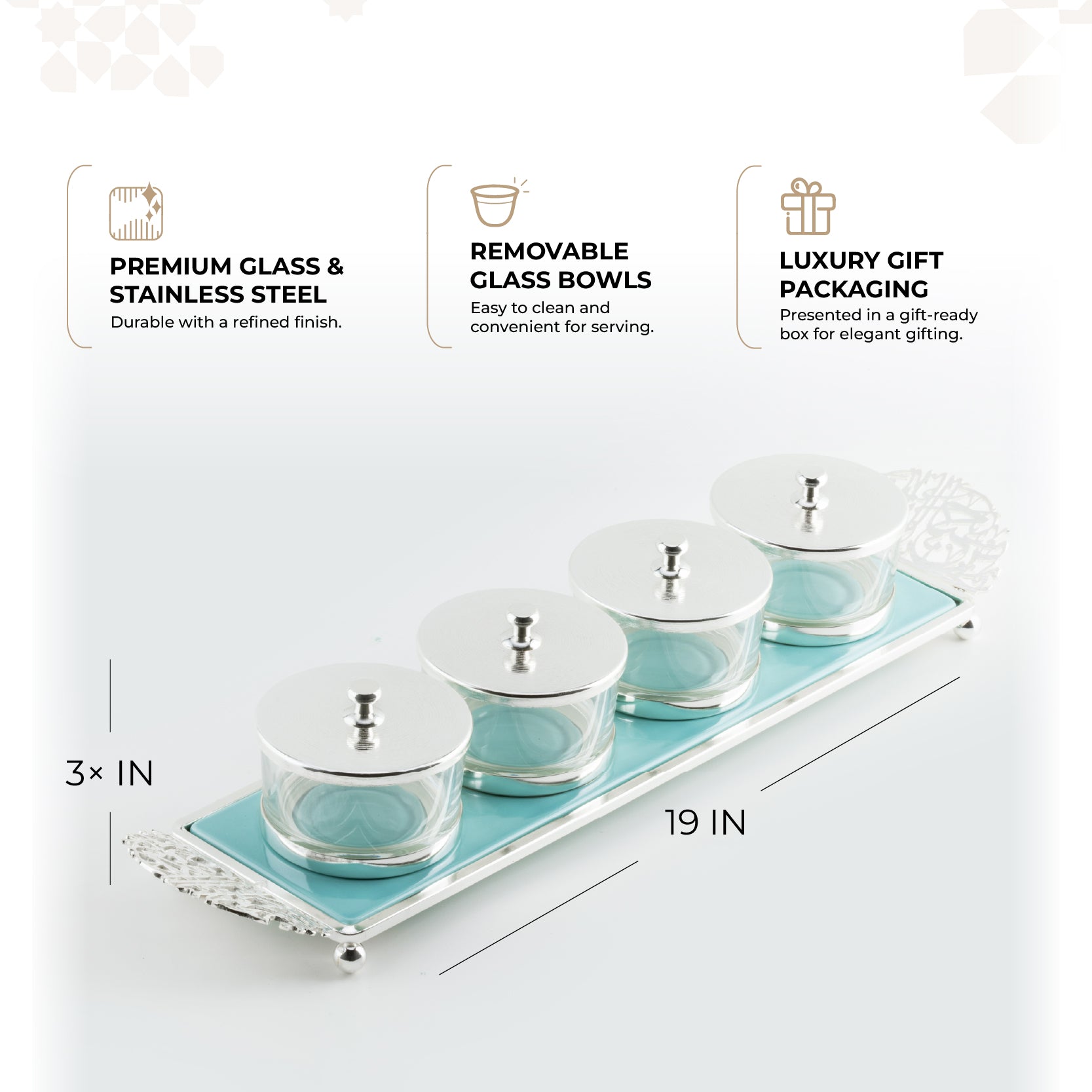 Limited Edition - Snack Serving set (4 Bowls)- Blue & Silver