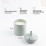 Jiwar -  Large Candle| Sea Rose - Mint Green & Silver