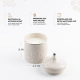 Jiwar -  Large Candle| Earthy Patchouli- Beige & Silver