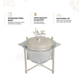 Jiwar - Deluxe Gold Engraved Soup Buffet - Beige & Silver