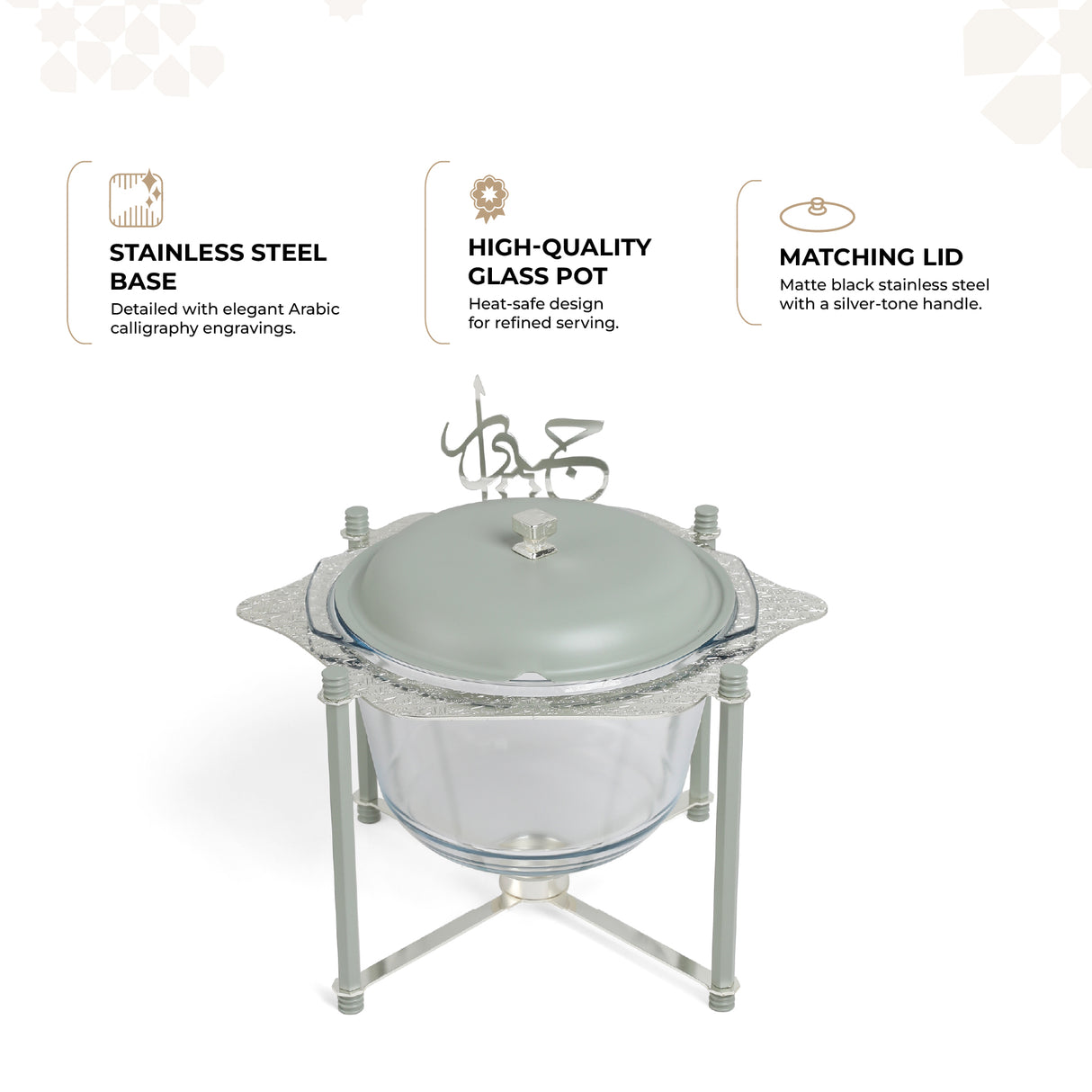 Jiwar - Deluxe Gold Engraved Soup Buffet - Mint Green & Silver
