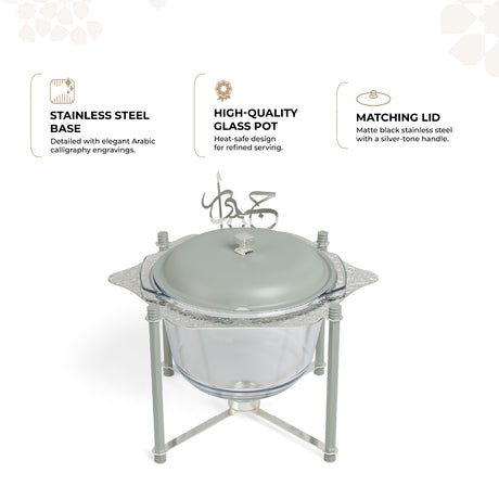 Jiwar - Deluxe Gold Engraved Soup Buffet - Mint Green & Silver