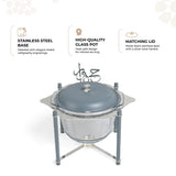 Jiwar - Deluxe Gold Engraved Soup Buffet - Haze BLue &Silver
