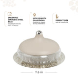 Jiwar - Large Engraved Date & Dessert Centerpiece - Beige & Silver