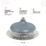 Jiwar - Large Engraved Date & Dessert Centerpiece - Haze Blue & Silver
