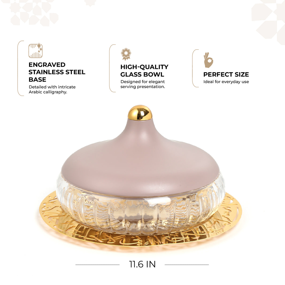 Jiwar - Large Engraved Date & Dessert Centerpiece - Lavender & Gold