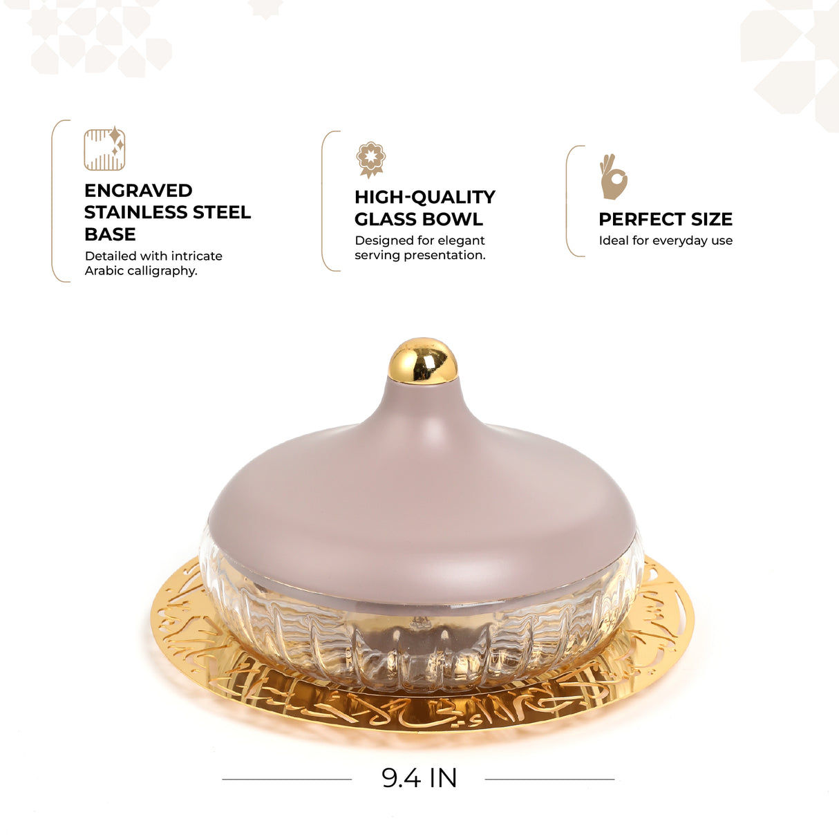 Jiwar - Medium Engraved Date & Dessert Centerpiece - Lavender & Gold