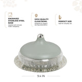 Jiwar - Medium Engraved Date & Dessert Centerpiece - Mint Green & Silver