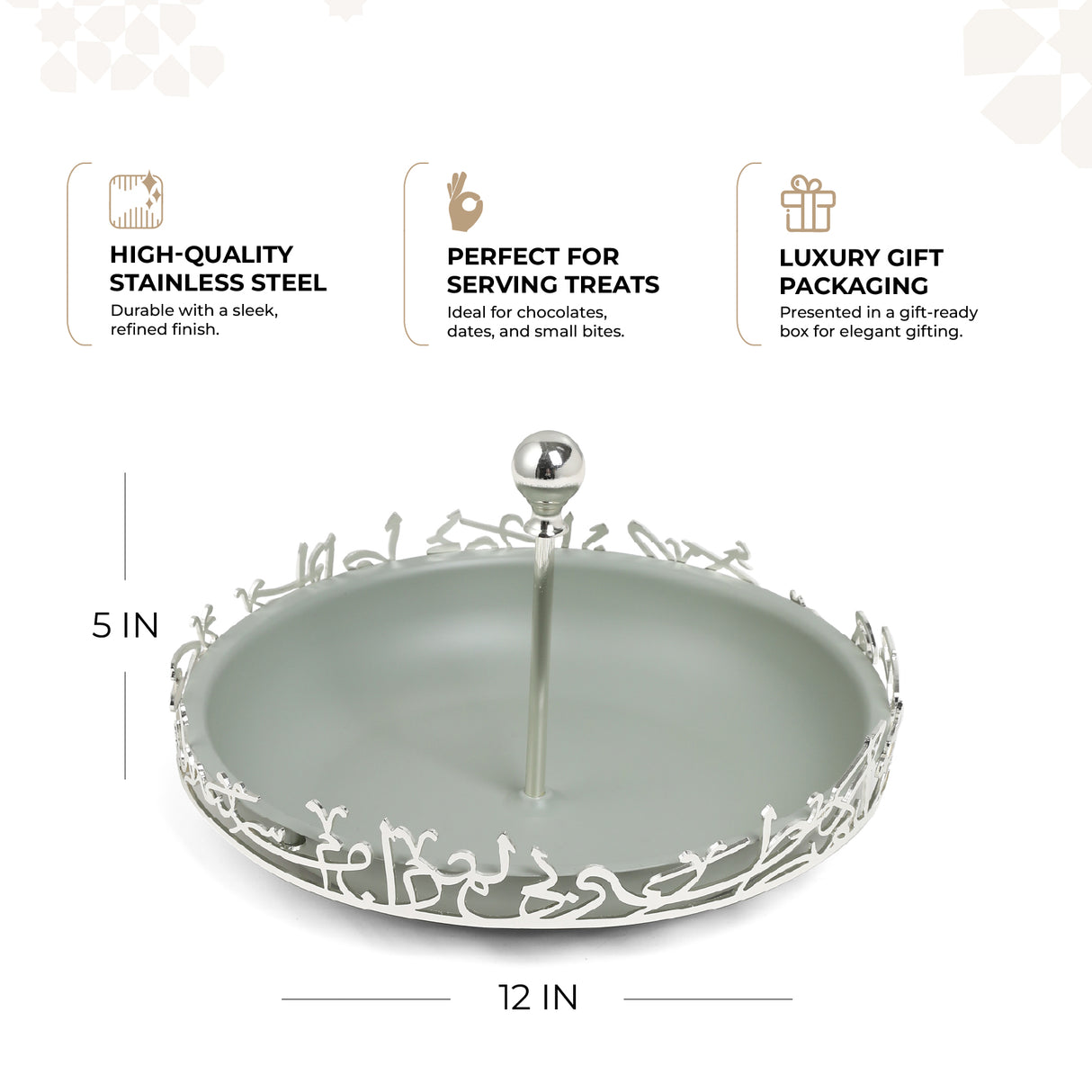 Jiwar - Large Serving Stand - Mint Green & Silver