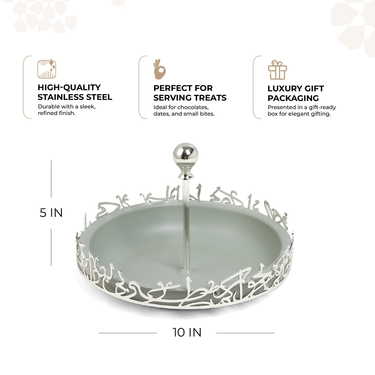 Jiwar - Medium Serving Stand - Mint Green & Silver