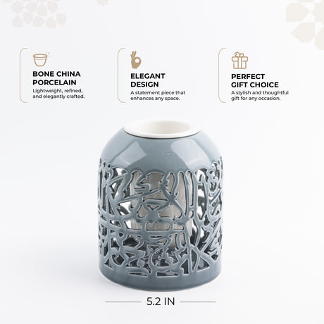 Jiwar - Large Decorative Vase - Haze Blue & Silver
