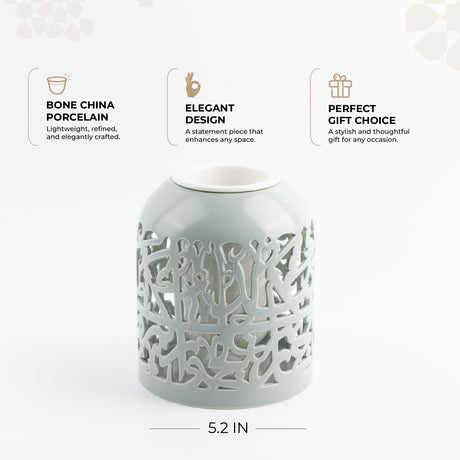 Jiwar - Large Decorative Vase - Mint Green & Silver