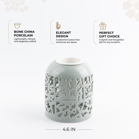 Jiwar - Medium Decorative Vase - Mint Green & Silver